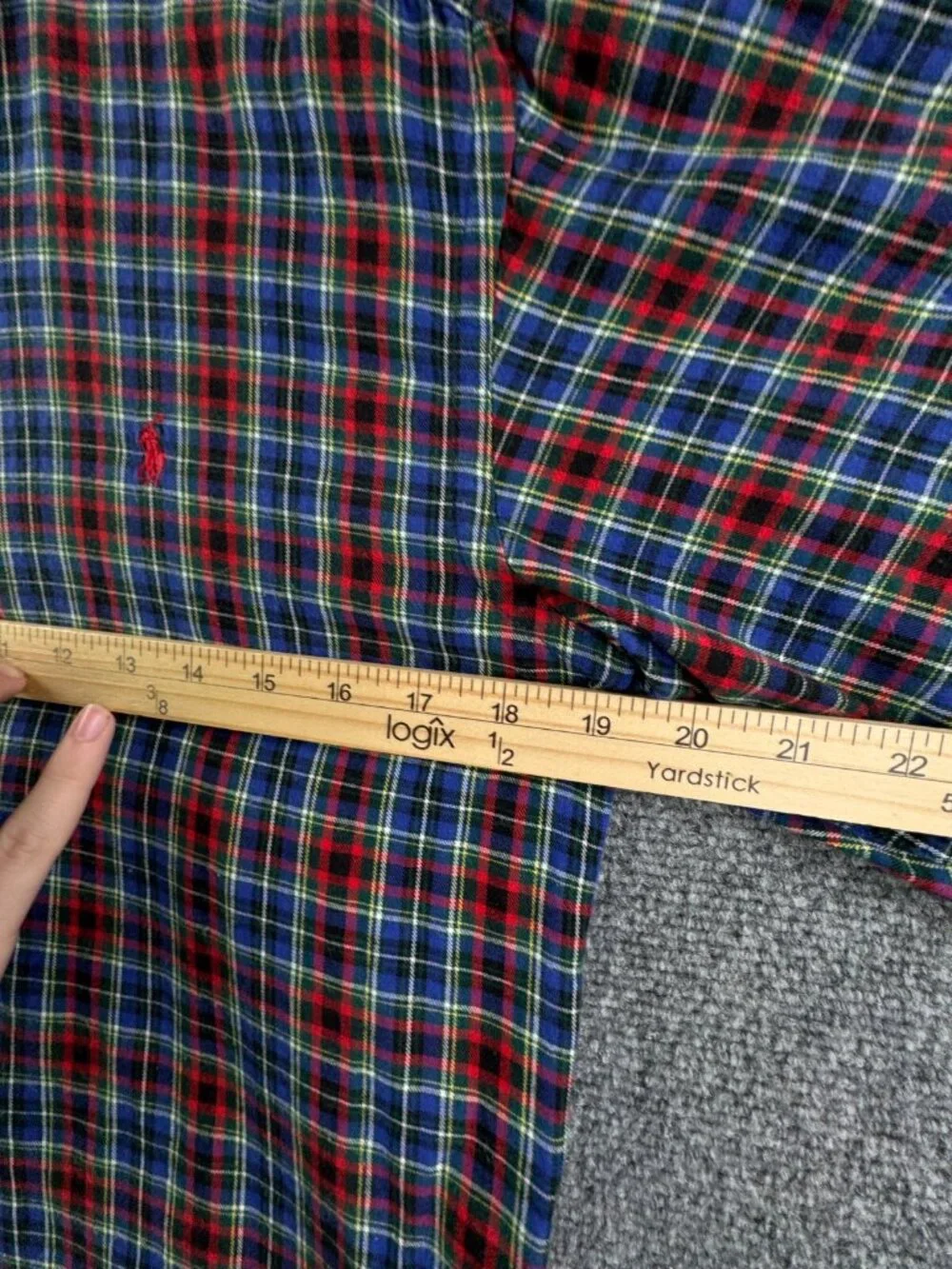 Ralph Lauren Boys Flannel Button Up Shirt Long Sleeve Colorful Plaid Red Blue